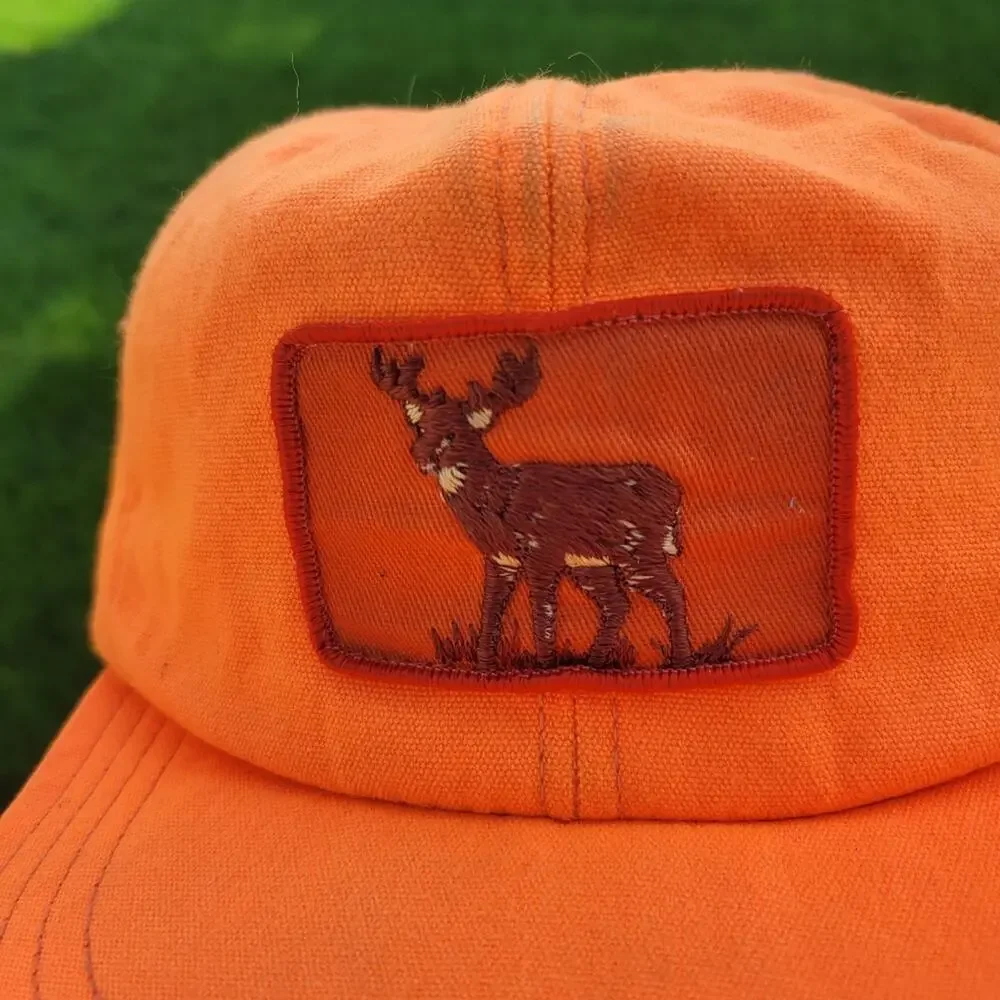 Vintage Blaze Orange Hunting Hat Buck Deer